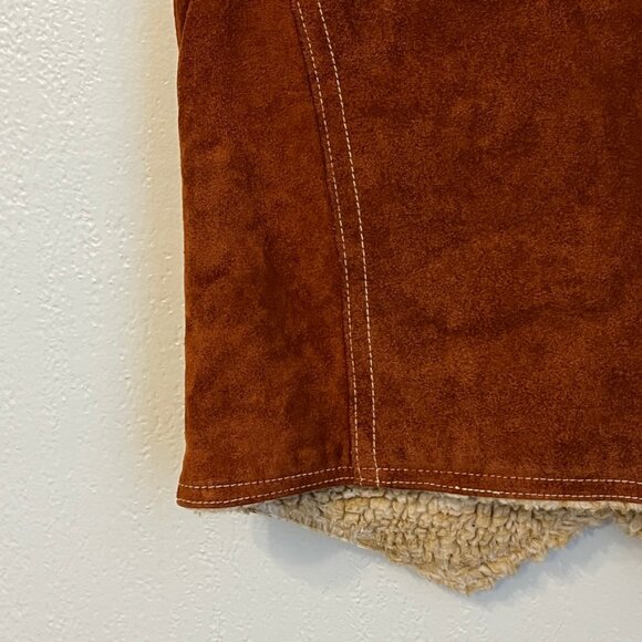 Vintage Grais 70s Sueded Shearling Style Western Leather Vest Small - Picture 12 of 15